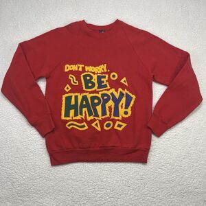 Vintage 80s 90s “Don't Worry Be Happy”Crewneck Pullover Sweatshirt Size L